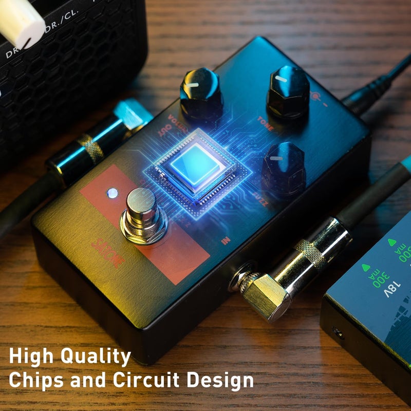 SATONE S804 Hex Octave Fuzz Electric Guitar Effect Pedal - Classic Octave Fuzz Effect Preset Acoustic Metal Pedal with True Bypass - Image 3